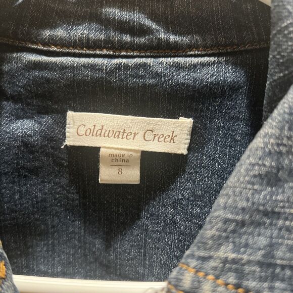 Coldwater Creek Women's Size 8 (Small)Long Sleeve Embroidered Hem Jean Jacket - Picture 6 of 8